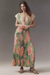 L'idée Pleated Gala Gown In Green
