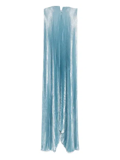 L'idée Pleated Gown In Polar Shimer