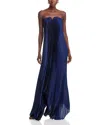 L'idée L'idee Pleated Gown In Midnight Shimmer