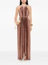 L'idée Pleated Halterneck Gown In Gold