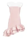 L'idée Pleated Ruffled Asymmetric Cocktail Dress In Pink