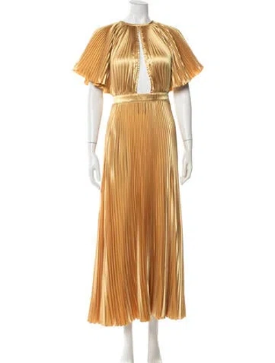 Pre-owned L'idée Plunge Neckline Long Dress In Neutrals