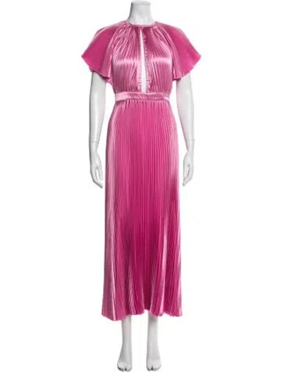 Pre-owned L'idée Plunge Neckline Long Dress In Pink