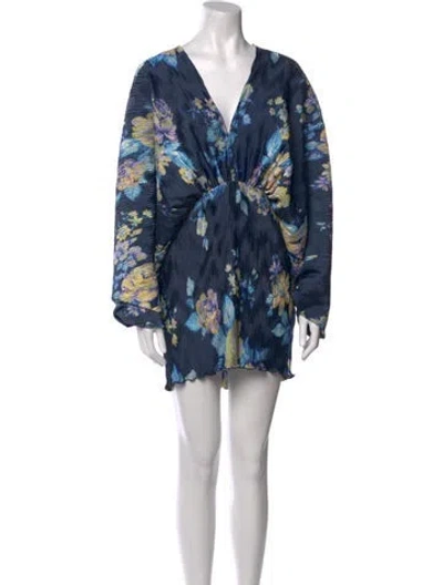 Pre-owned L'idée Printed Knee-length Dress In Blue