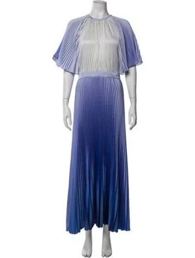 Pre-owned L'idée Printed Long Dress In Blue