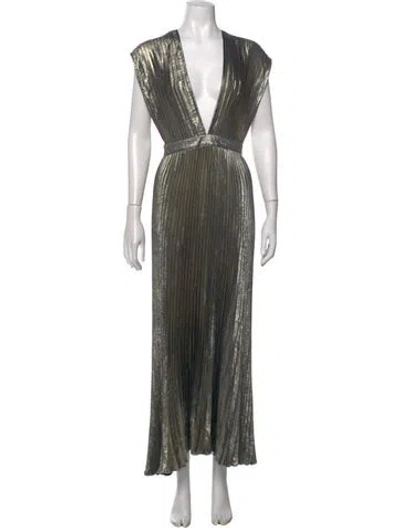 Pre-owned L'idée Printed Long Dress W/ Tags In Metallic/neutrals