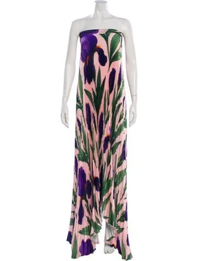 Pre-owned L'idée Printed Long Dress W/ Tags In Multi