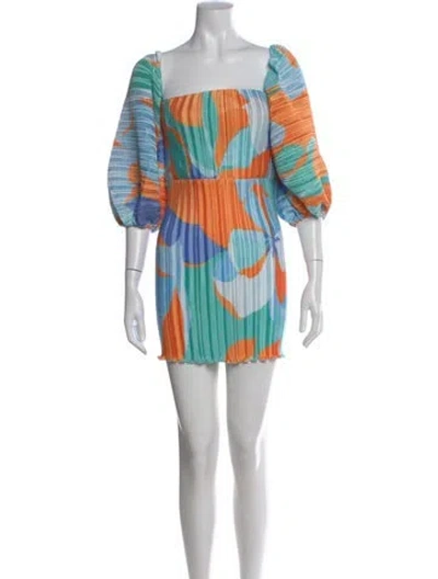 Pre-owned L'idée Printed Mini Dress In Blue
