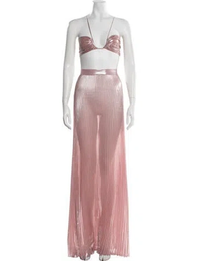 Pre-owned L'idée Printed Pleated Accents Skirt Set W/ Tags In Pink