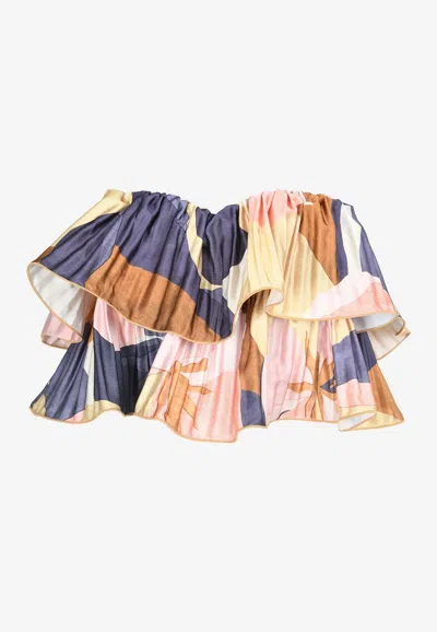 L'idée Romance Strapless Printed Plisse Top In Multicolor