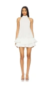 L'idée Soleil Halter Ruffled Pleated Tiered Mini Dress In Bridal Ivory
