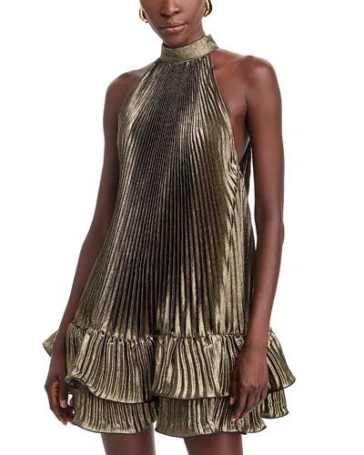 L'idée L'idee Soleil Pleated Mini Dress In Onyx Shimmer