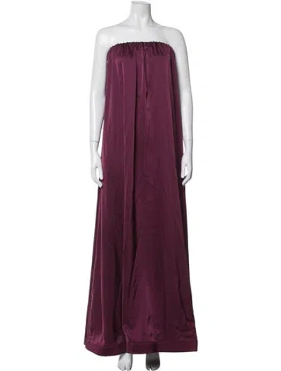 Pre-owned L'idée Strapless Long Dress In Burgundy