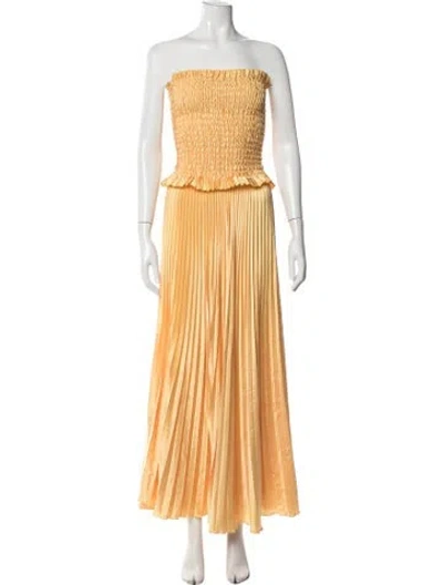 Pre-owned L'idée Strapless Long Dress In Yellow