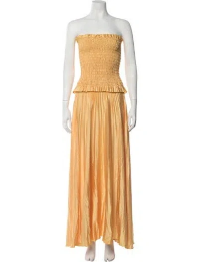 Pre-owned L'idée Strapless Long Dress In Yellow