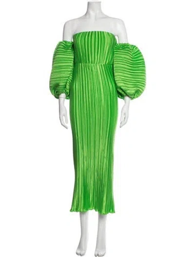 Pre-owned L'idée Striped Midi Length Dress In Green