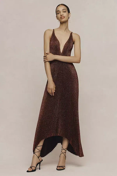 L'idée The Muse Plunge Gown In Brown