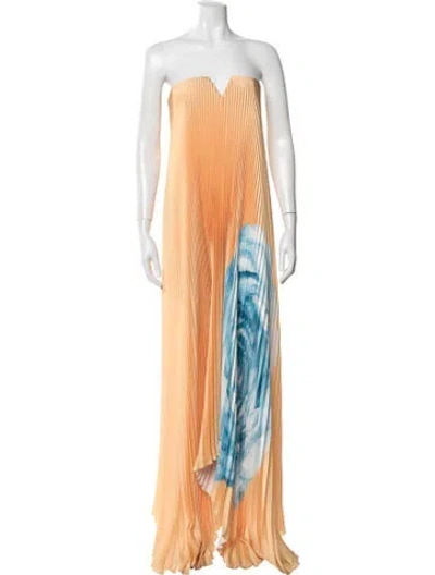 Pre-owned L'idée Tie-dye Print Long Dress In Orange