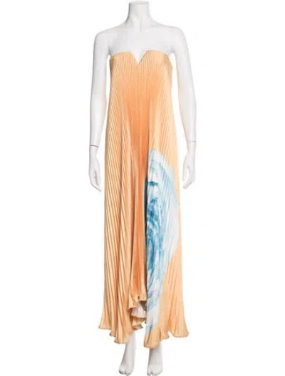 Pre-owned L'idée Tie-dye Print Long Dress In Orange