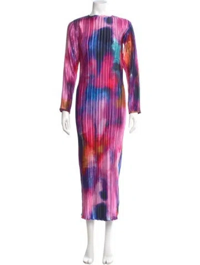 Pre-owned L'idée Tie-dye Print Long Dress In Pink