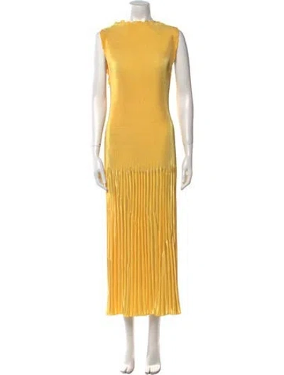 Pre-owned L'idée Turtleneck Long Dress In Yellow