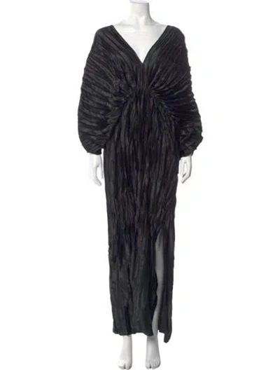 Pre-owned L'idée V-neck Long Dress In Black