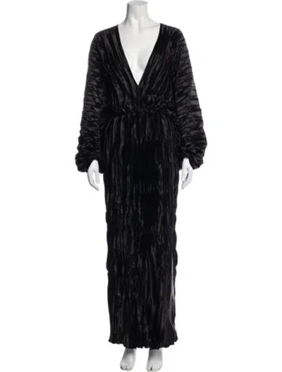 Pre-owned L'idée V-neck Long Dress In Black