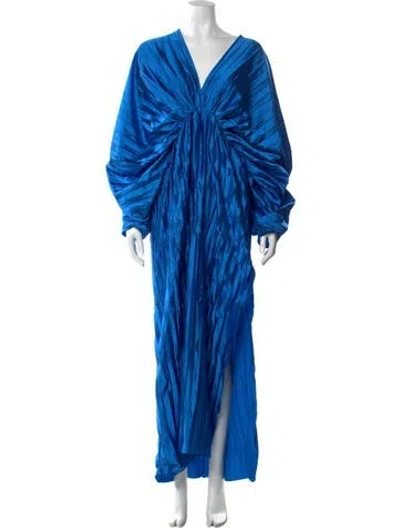 Pre-owned L'idée V-neck Long Dress In Blue