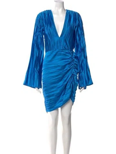 Pre-owned L'idée V-neck Mini Dress In Blue
