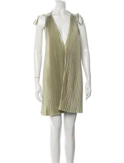 Pre-owned L'idée V-neck Mini Dress In Green