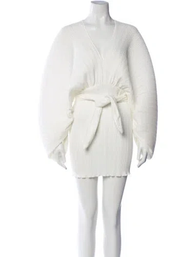 Pre-owned L'idée V-neck Mini Dress In White