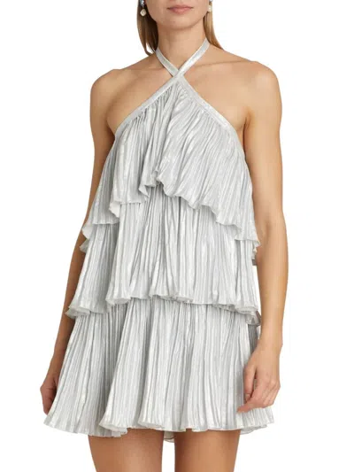 L'idée Women's Danse Halter Tier Minidress In Silver