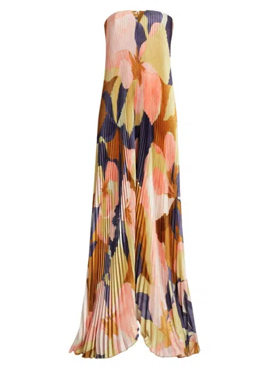 L'idée Women's Floral Pleated Strapless Maxi Dress In Ravello