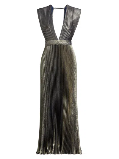L'idée Women's La Fête Gala Shimmer Pleated Gown In Gray