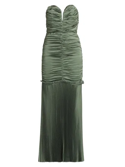 L'idée Women's Parlour Pleated Strapless Gown In Green