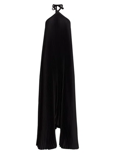 L'idée Women's Pleated Halter Gown In Noir