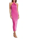 L'idée Women's Turlington Pleated Satin Midaxi Bodycon Dress In Flamingo