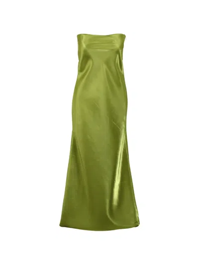 L'idée York Strapless Satin Maxi Dress In Green