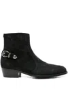 Lidfort Buckle-detail Suede Boots In Black