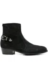 Lidfort Buckle-detail Suede Boots In Black