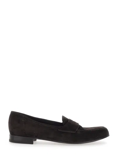 LIDFORT BROWN LOAFERS WITH ROUND TOE DESIGN AND CONTRASTING STITCH IN SUEDE MAN