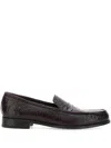Lidfort Textured Crocodile Pattern Burgundy Loafers