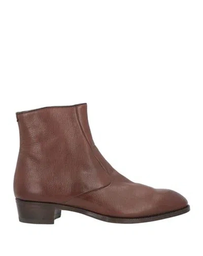 Lidfort Man Ankle Boots Brown Size 9 Leather In Burgundy