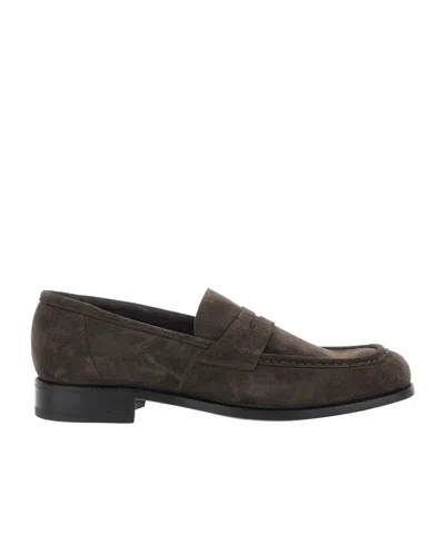 Lidfort Suede Almond-toe Loafers In Brown