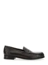 Lidfort Textured Crocodile Pattern Black Calf Leather Loafers In Black