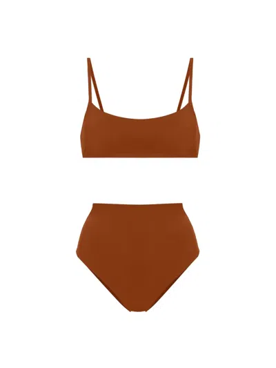 Lido Undici High Waist Bikini In Brown