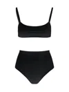 Lido Black Solid Swimwear In Black