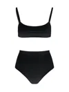Lido Black Solid Swimwear In Black
