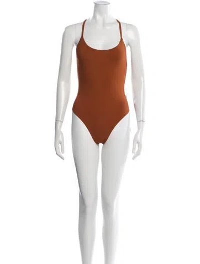 Pre-owned Lido Cutout Accent One-piece W/ Tags In Brown