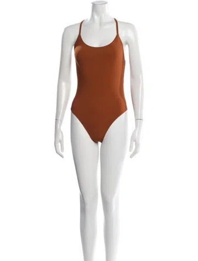 Pre-owned Lido Cutout Accent One-piece W/ Tags In Brown